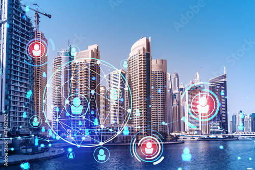 Photography Skyscrapers of Dubai business downtown