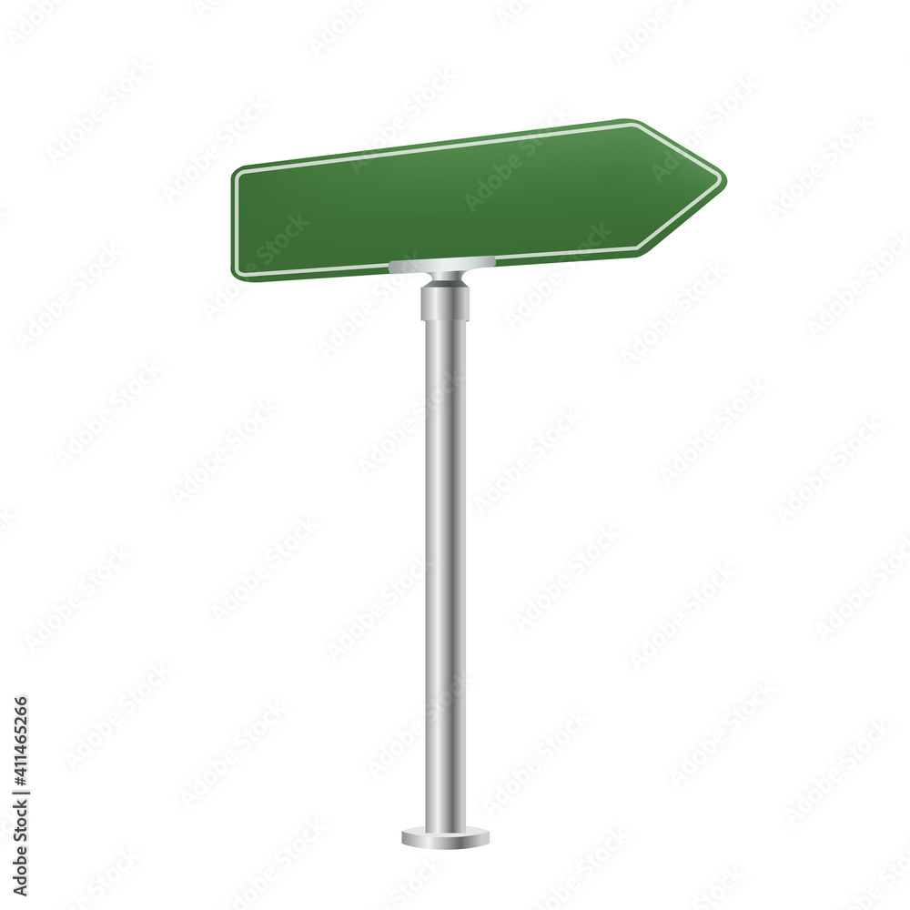 Green Blank Street Sign Isolated White Background With Gradient Mesh, Vector Illustration Green Blank Street Sign Isolated White Background With Gradient Mesh, Vector Illustration