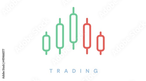 Vector Isolated Trading Icon or Illustration  with Candles or Candlesticks