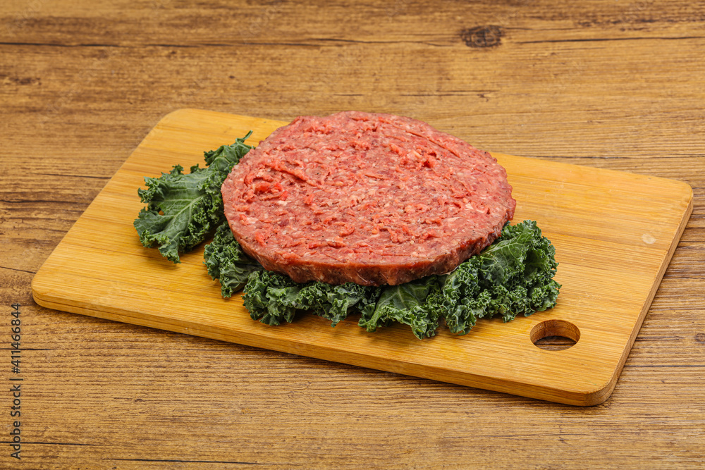 Raw beef burger cutlet for burger Raw beef burger cutlet for burger