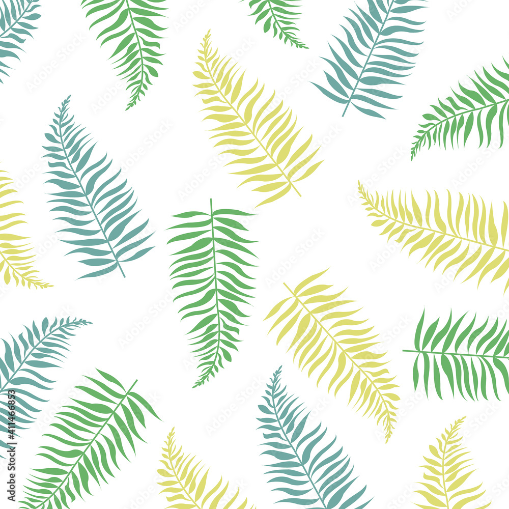 Banner With Tropical Leaves With Gradient Mesh, Vector Illustration