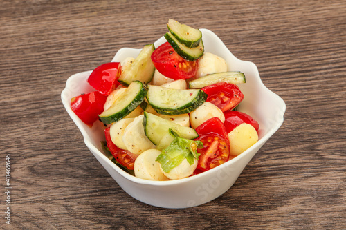 Salad with vegetables and mozzarlla photo