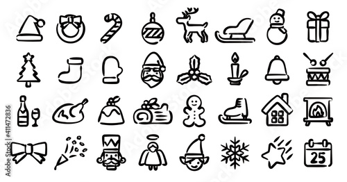 Christmas Icon Set (Hand-drawn line version)