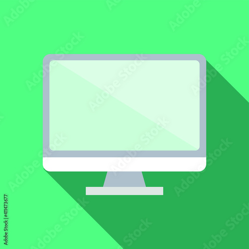 Computer icon. Vector laptop. Personal computer in flat style. Desktop computer. Computer icon isolated on background