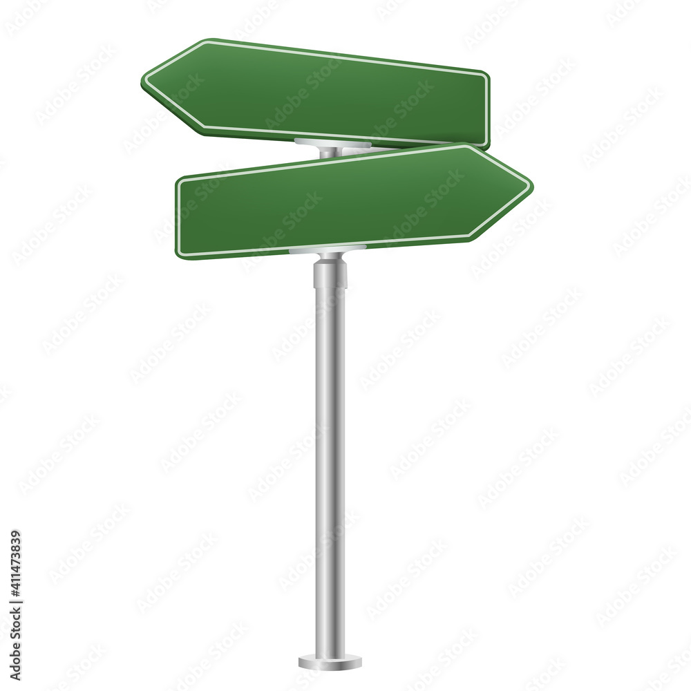 Blank Street Sign Isolated White Background With Gradient Mesh, Vector Illustration. Blank Street Sign Isolated White Background With Gradient Mesh, Vector Illustration.