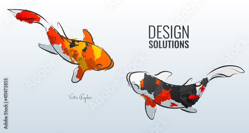 Japanese koi. Vector illustration. Compound paths with gradients for easy color change.