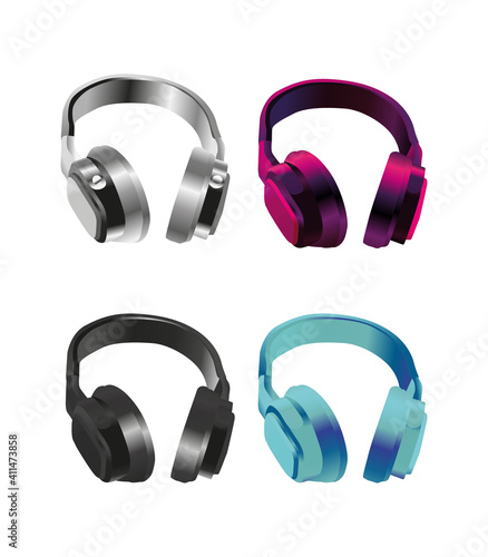 Headphone headset set elements collection