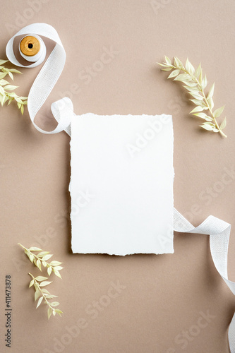 Blank Greeting Card Invitation Mockup 5X7 Envelope Dry Flowers Ribbon Stock  Photo by ©27kornmongkol@gmail.com 556512240