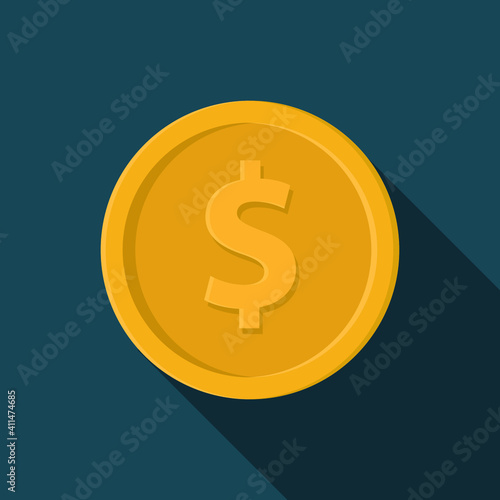 Coin Icon Logo Design Element, Golden coin, 3d realistic gold coin icon. With dollar sign. Vector illustration