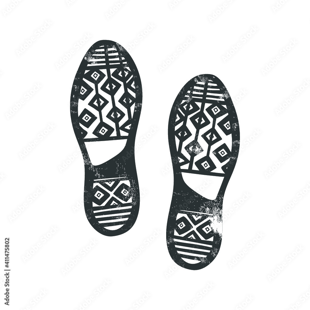 Boot print with grunge effect isolated on white. Vector illustration. Boot print with grunge effect isolated on white. Vector illustration.