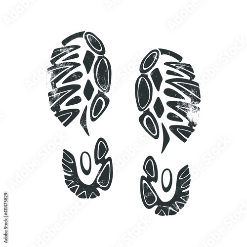 Boot print with grunge effect isolated on white. Vector illustration.