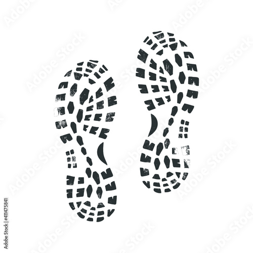 Boot print with grunge effect isolated on white. Vector illustration.
