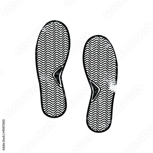 Boot print with grunge effect isolated on white. Vector illustration.