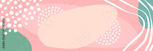 Vector trendy background with copy space. Abstract shapes, lines and textures. Long horizontal banner. © Anna