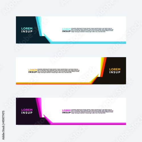 abstract geometric web design banner template isolated on dark grey background