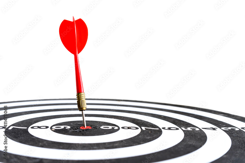 Target hit in the center by arrows. Success goals Targeting the business concept. Target and goal as concept. isolated on white background. Target hit in the center by arrows. Success goals Targeting the business concept. Target and goal as concept. isolated on white background.