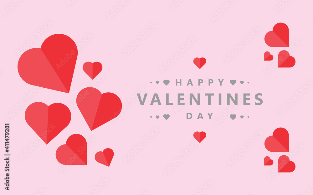 Valentine Days Background, Hearts on pink, gray and black, Design Icon Vector and illustration