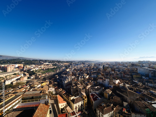 Views of the city of Ontinyent from the top of the bell tower of the church of Santa Maria, Spain.