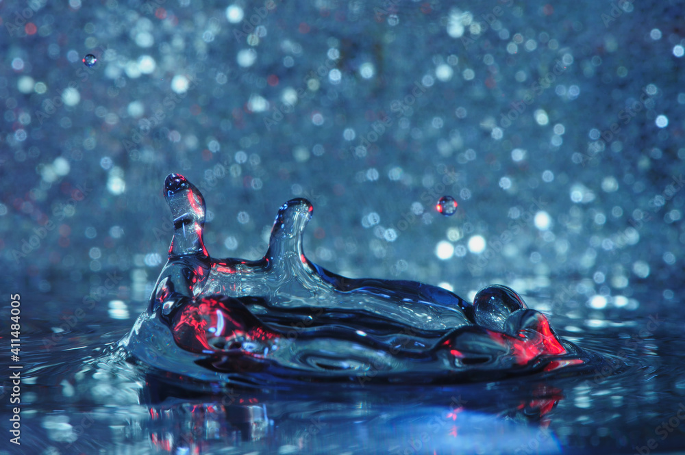 Water Splash on Blue Glitter Background Stock Photo | Adobe Stock