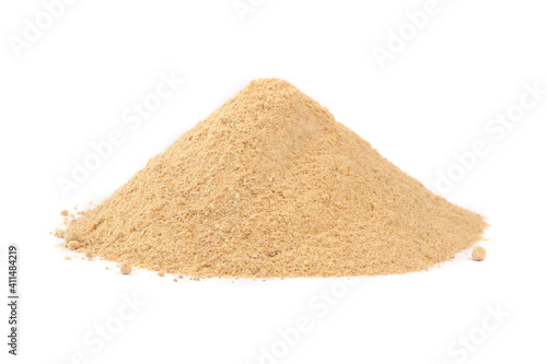 Pile of Dry Mango Powder (Amchoor) Isolated on White Background
