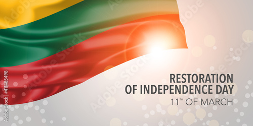 Lithuania happy restoration of independence day vector banner, greeting card