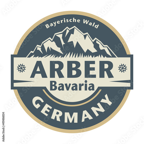 Abstract stamp or emblem with the name of town Arber, Bavaria, Germany