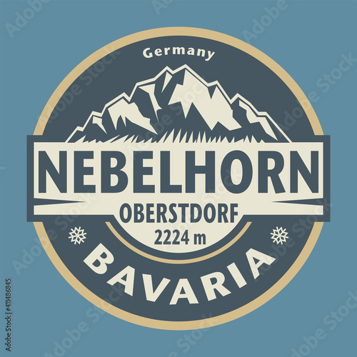 Emblem with the name of town Nebelhorn – Oberstdorf, Bavaria, Germany