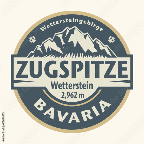 Emblem with the name of town Zugspitze, Bavaria, Germany