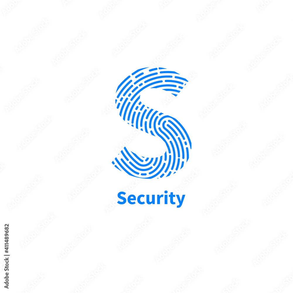 Fototapeta premium Guard symbol with fingerprint. Vector logo of security agency