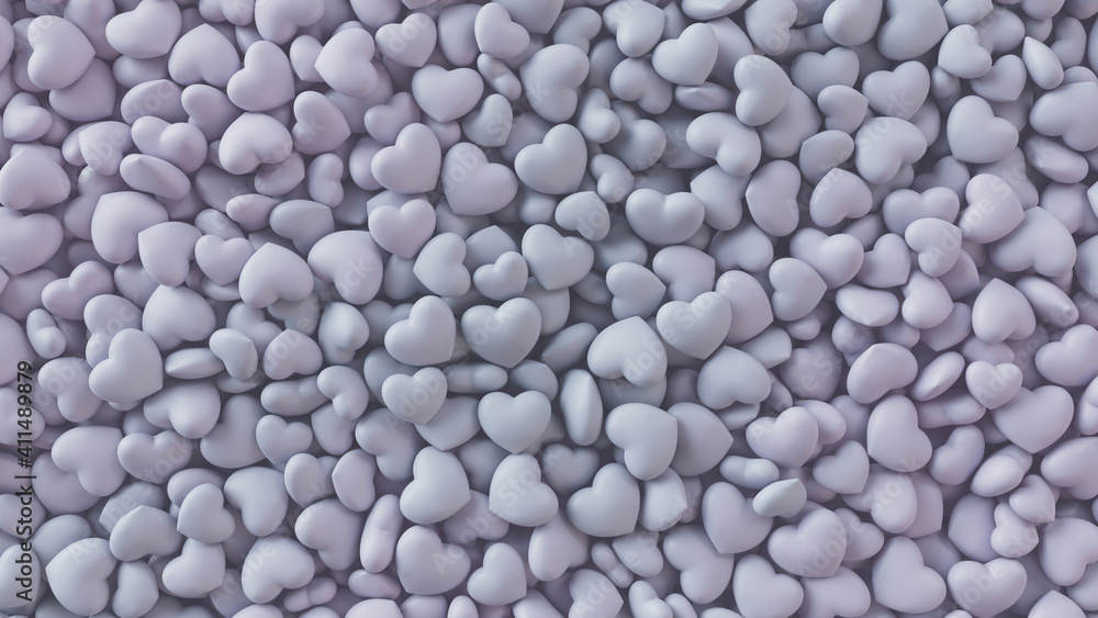 Multicolored Heart background. Valentine Wallpaper with Pale Violet love hearts. 3D Render Multicolored Heart background. Valentine Wallpaper with Pale Violet love hearts. 3D Render