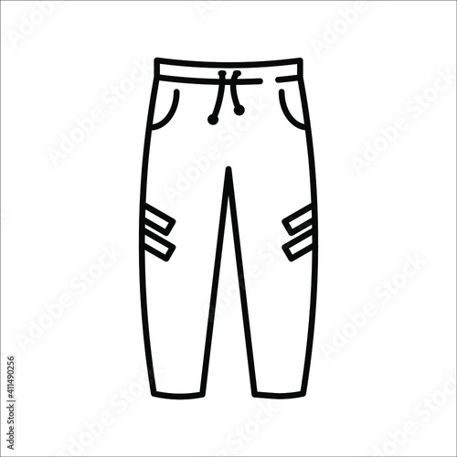 Long Pants Jeans Icon Vector Template Flat Design on white background. color editable