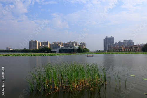 Waterfront city scenery, North China