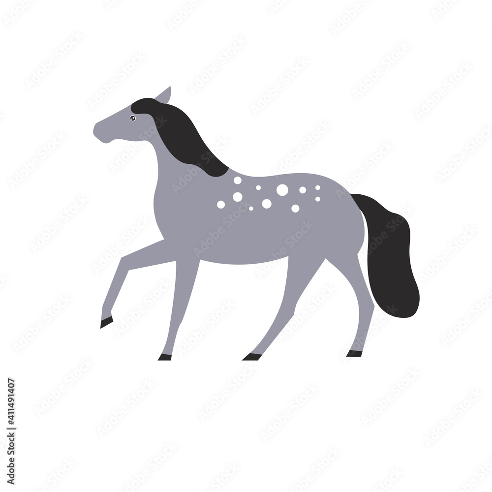 Obraz premium Cartoon flat character grey horse
