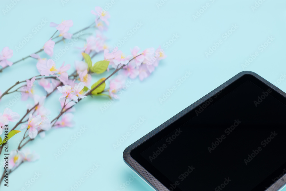 桜とタブレット 桜とタブレット
