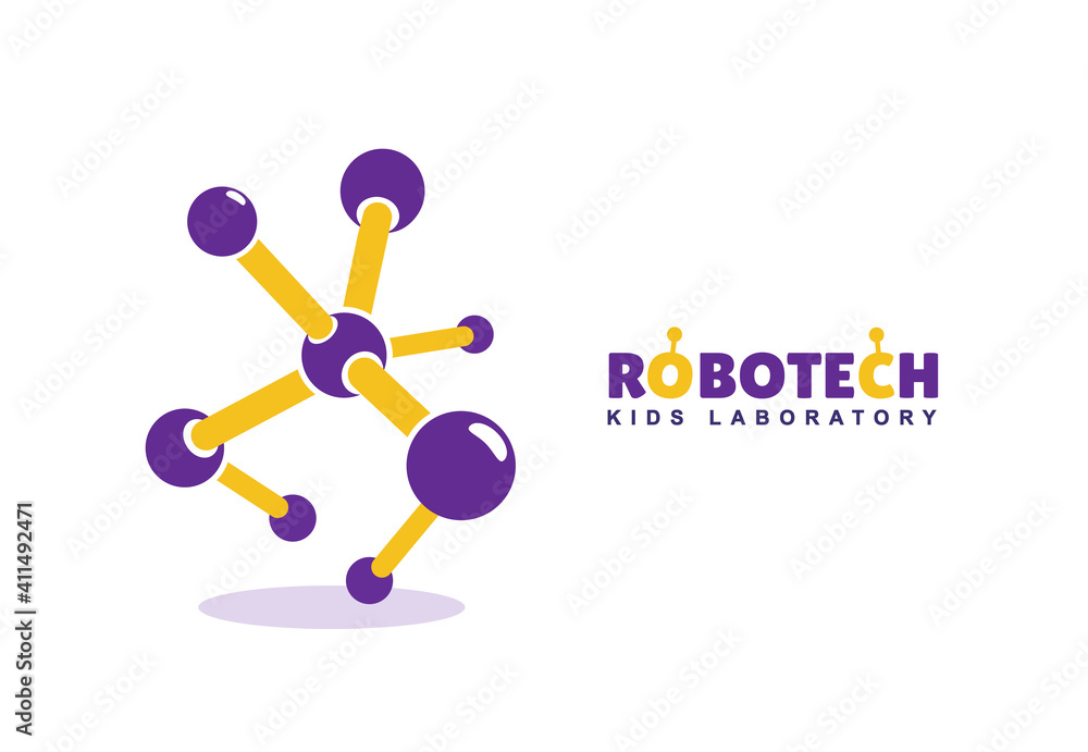 Abstract Robotics vector logo. Kids development center sign template. Child learning center. Abstract Robotics vector logo. Kids development center sign template. Child learning center.