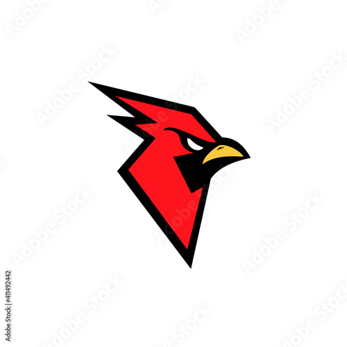 cardinal bird red logo with black background icon design vector illustration