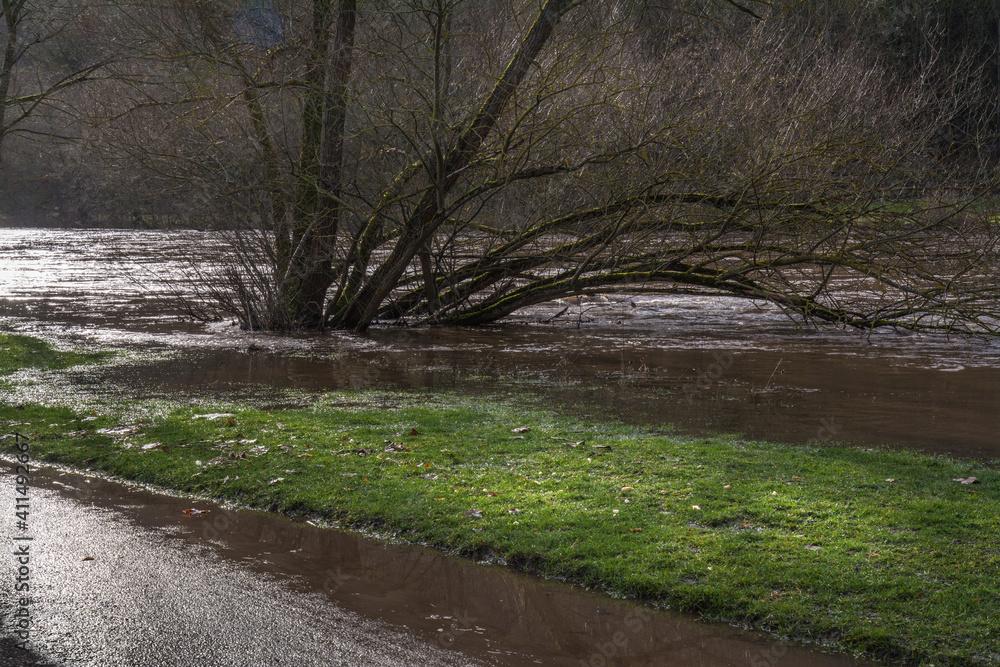 nahe-hochwasser bei bad kreuznach, Februar 2021