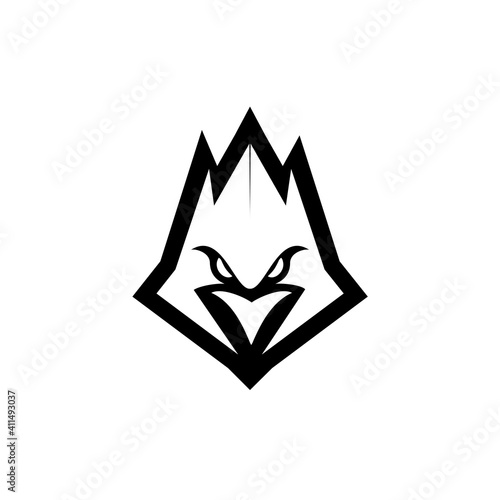 cardinal bird / blue jay black line outline logo icon design vector