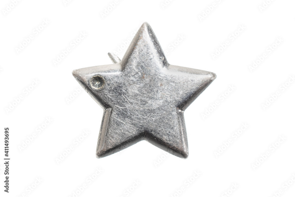 old silver star on a white isolated background old silver star on a white isolated background