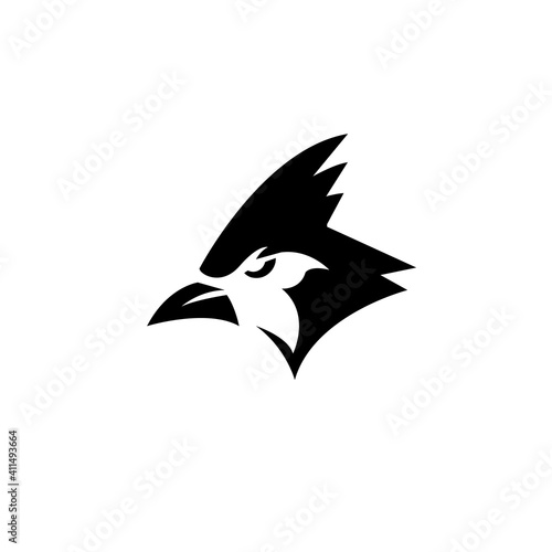 cardinal bird / blue jay black logo icon design vector