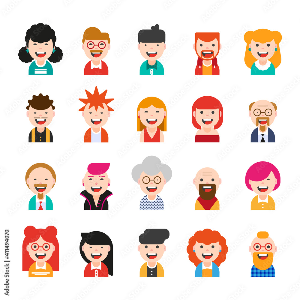 20 avatars of characters. men and women of different ages and social status. illustration in modern flat style. icons for social networks, websites. 20 avatars of characters. men and women of different ages and social status. illustration in modern flat style. icons for social networks, websites.