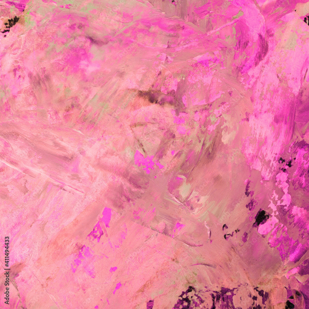 Modern contemporary acrylic background. Colorful texture made with a palette knife. Abstract painting on paper. Mess on the canvas.