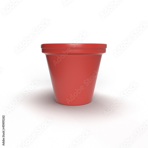 red plastic bucket isolated