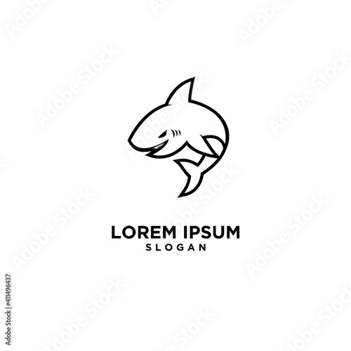 mascot angry shark sport game club team vector line outline logo template illustration design