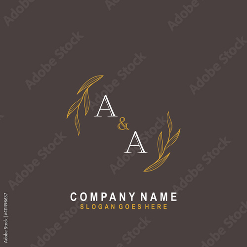 Initial AA beauty monogram and elegant logo design, handwriting logo of initial signature, wedding, fashion, floral and botanical with creative template