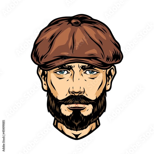 Trendy man head in irish cap