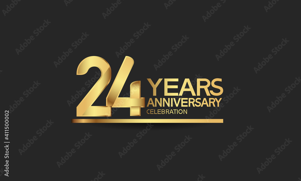 24 years anniversary celebration with elegant golden color isolated on black background can be use for special moment, party and invitation event