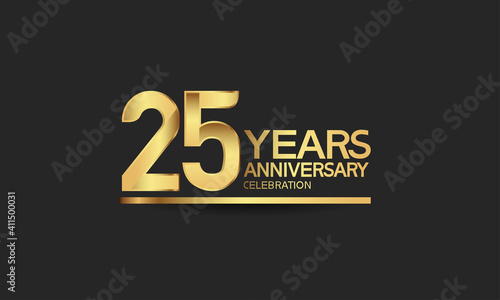 25 years anniversary celebration with elegant golden color isolated on black background can be use for special moment, party and invitation event