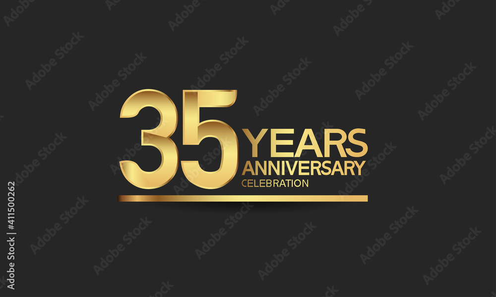 35 years anniversary celebration with elegant golden color isolated on black background can be use for special moment, party and invitation event 35 years anniversary celebration with elegant golden color isolated on black background can be use for special moment, party and invitation event