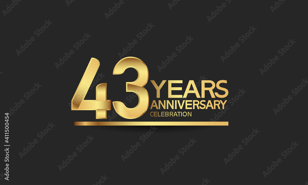 43 years anniversary celebration with elegant golden color isolated on black background can be use for special moment, party and invitation event 43 years anniversary celebration with elegant golden color isolated on black background can be use for special moment, party and invitation event
